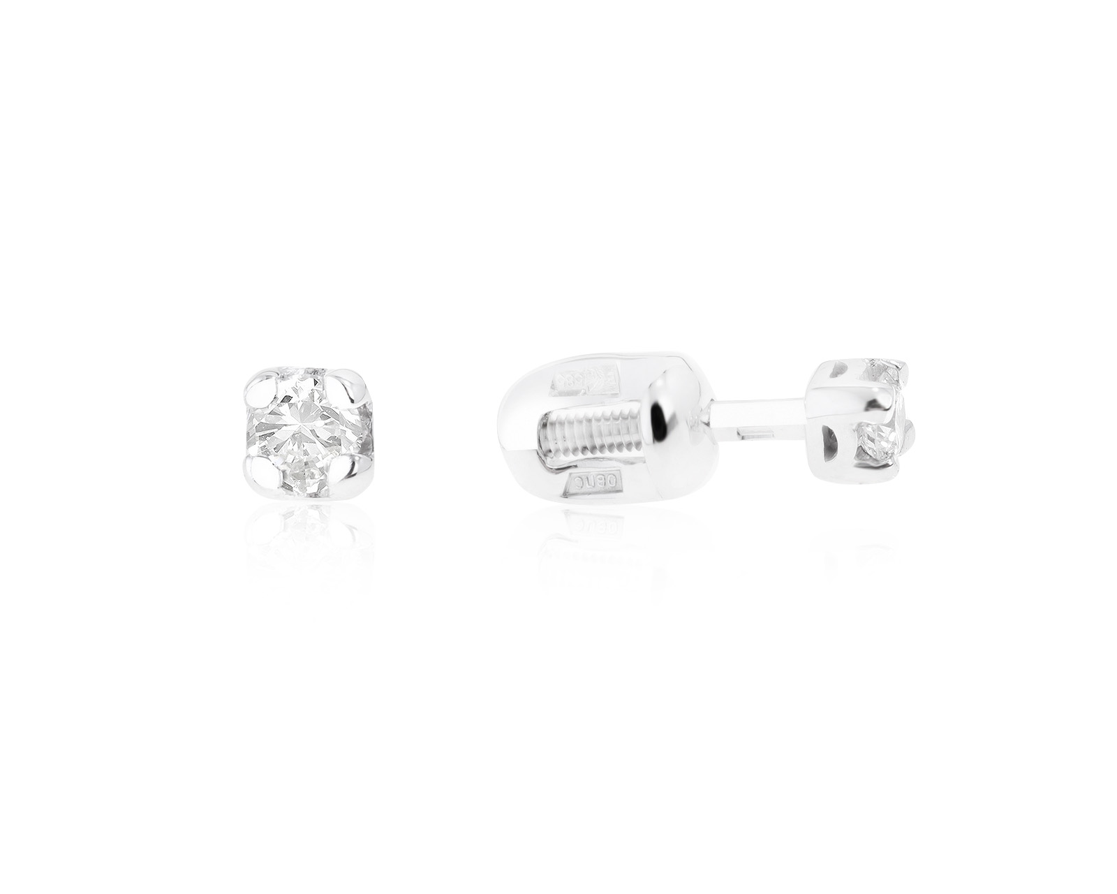 Миниатюрные золотые серьги с бриллиантами 0.13ct 180419/4