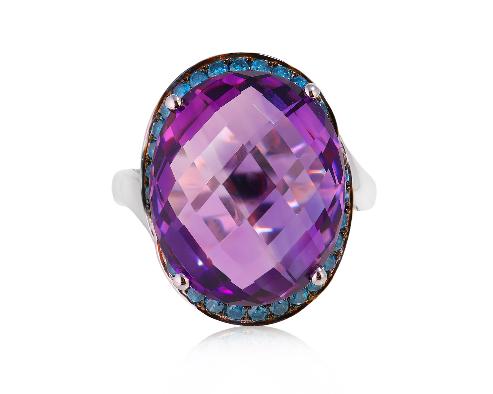 Золотое кольцо с аметистом 15.45ct и бриллиантами 0.48ct