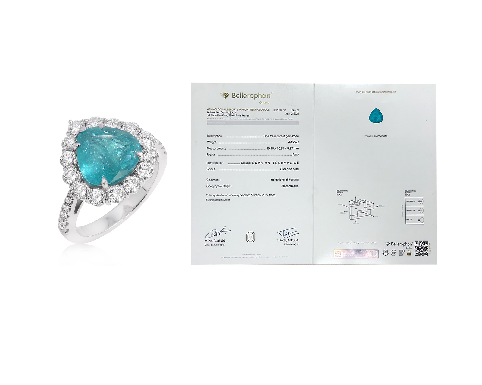 Золотое кольцо с турмалином параиба Мозамбик 4.45ct Evgeny Matveev