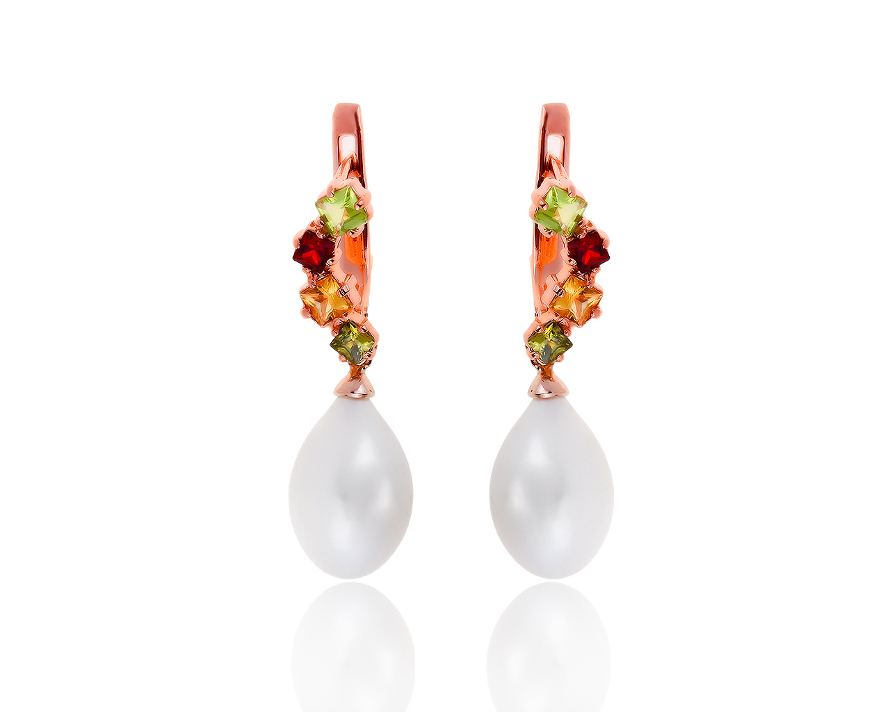 Восхитительные золотые серьги с жемчугом 12*9 мм 071219/14