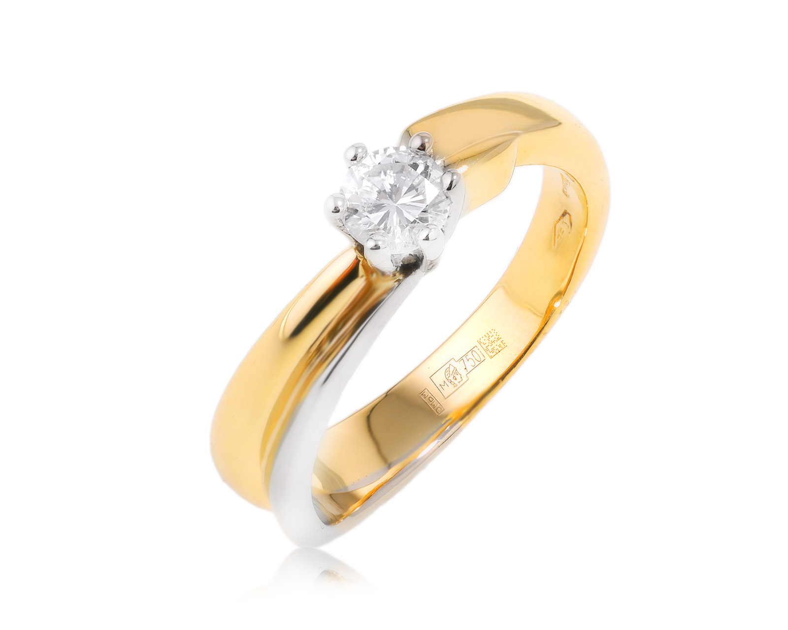 Золотое кольцо с бриллиантом 0.27ct