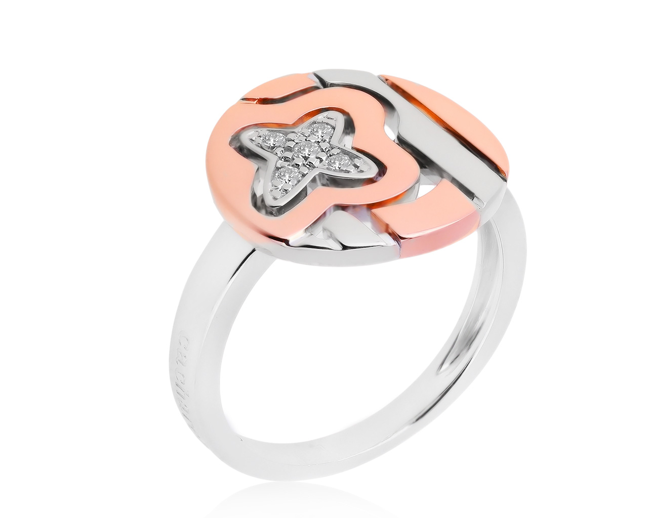 Оригинальное золотое кольцо с бриллиантами 0.05ct Cacharel 291020/9