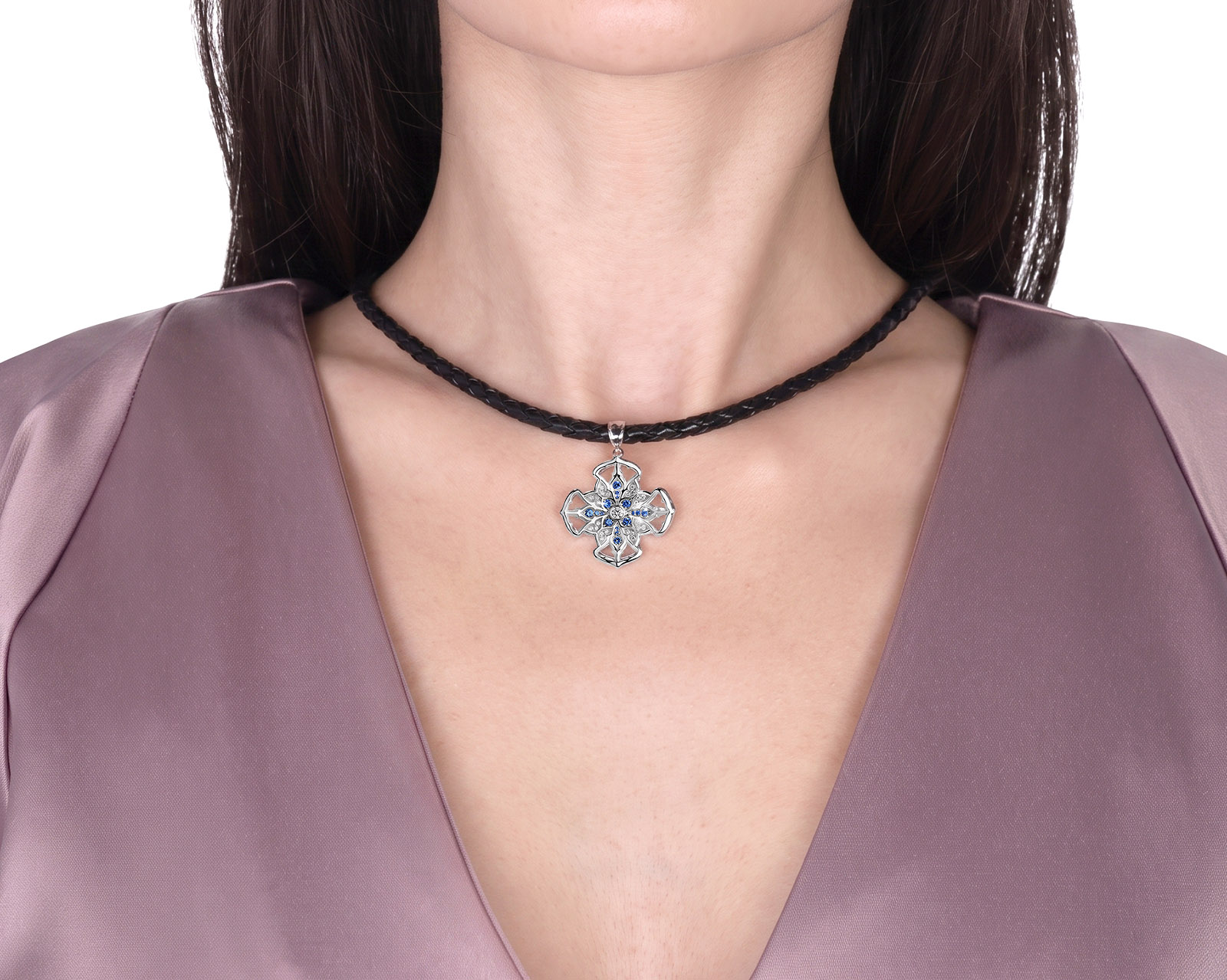 Оригинальный золотой кулон с сапфирами 0.35ct Magerit Vitral Vidriera