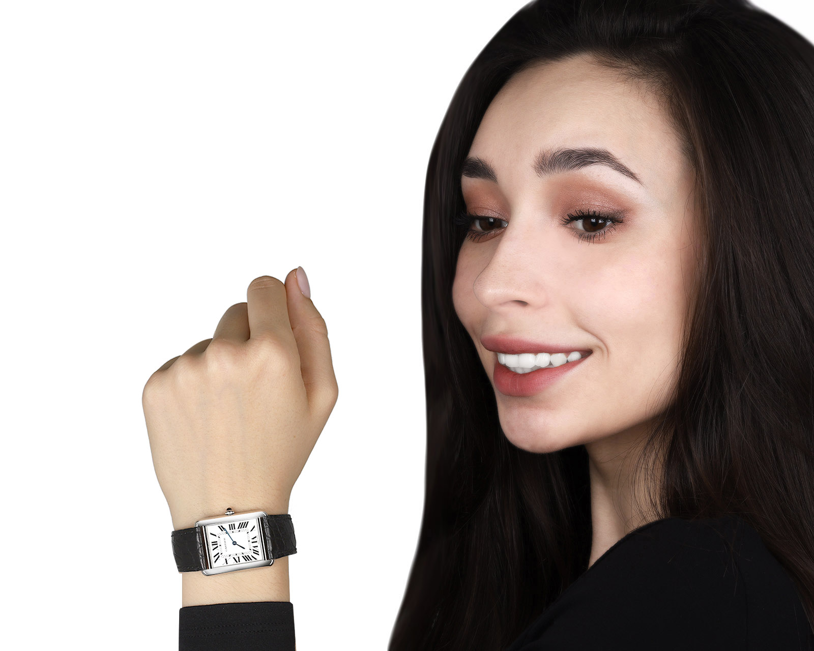 Оригинальные стальные часы Cartier Tank Must large