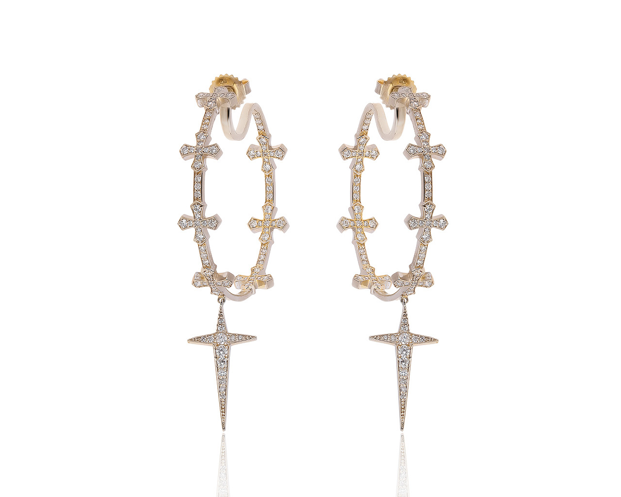 Великолепные золотые серьги с бриллиантами 1.75ct 111119/11