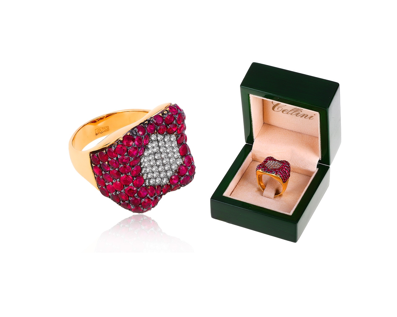 Золотое кольцо с бриллиантами и рубинами 5.31ct Gellini
