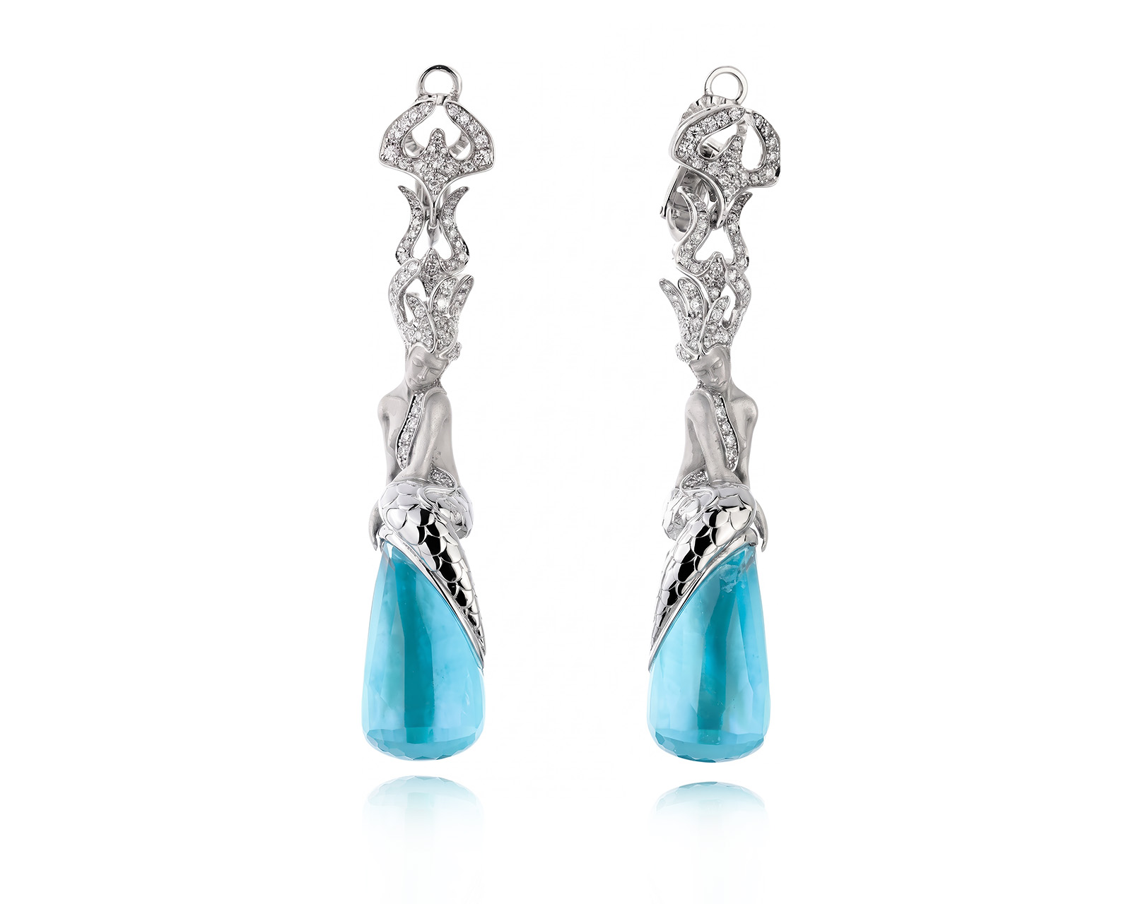Оригинальные золотые серьги с топазами 41.67ct Magerit Atlantis Sirena Ola 250726/8