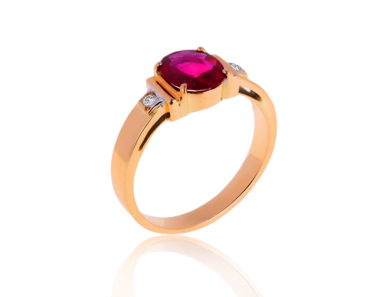 Модное золотое кольцо с рубином 1.02ct