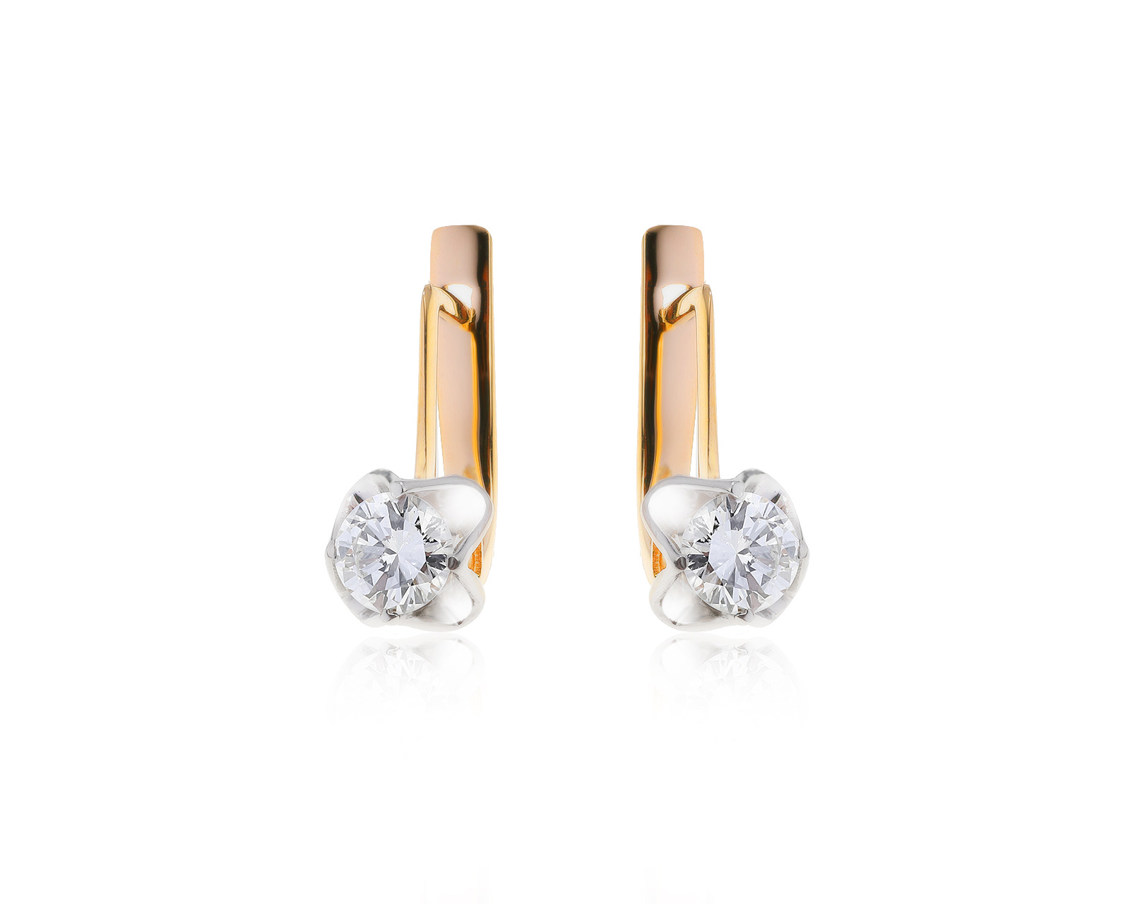 Изысканные золотые серьги с бриллиантами 0.95ct СССР