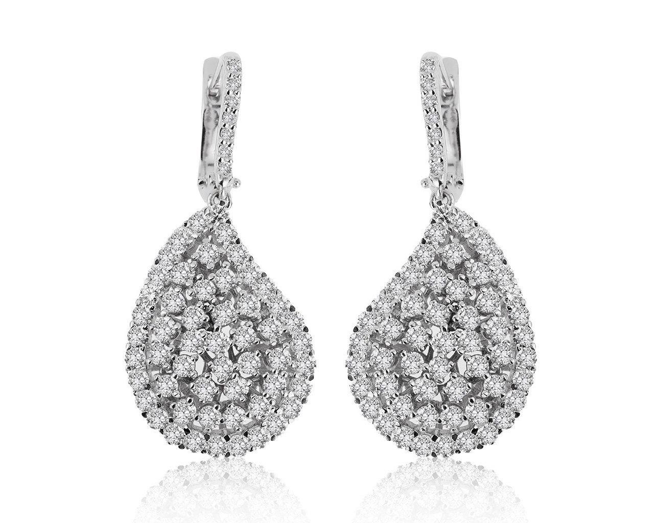 Стильные золотые серьги с бриллиантами 3.40ct 150820/4