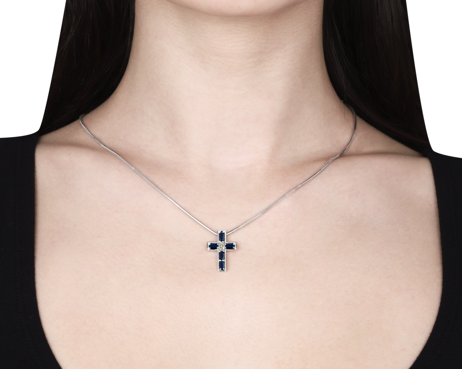 Нарядный золотой кулон с сапфирами 1.20ct