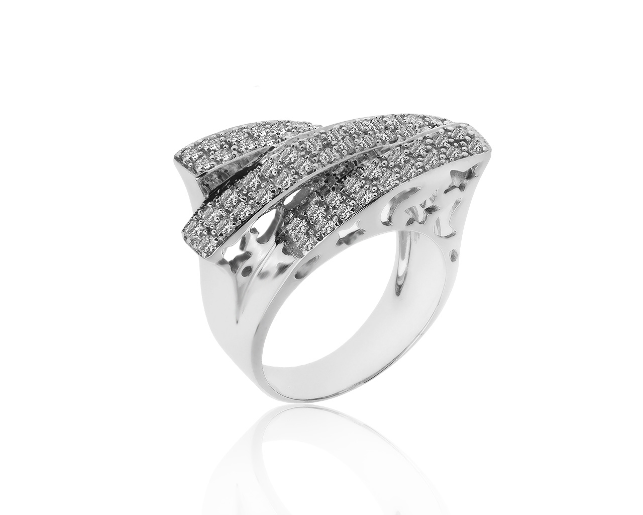 Стильное золотое кольцо с бриллиантами 1.05ct 091019/2