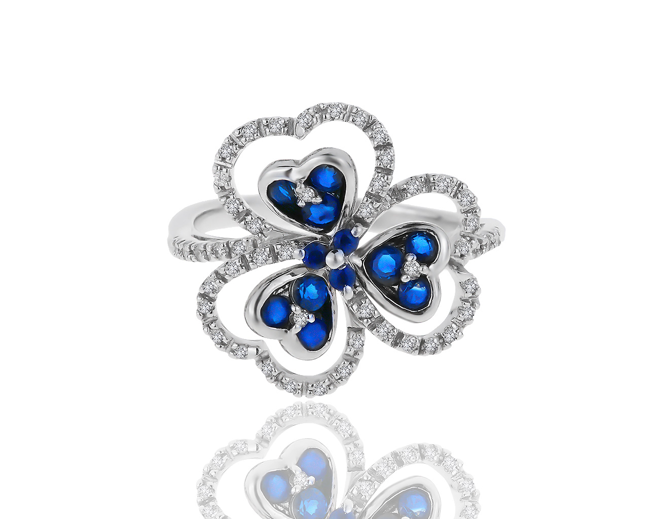 Притягательное золотое кольцо с бриллиантами 0.20ct и сапфирами 0.36ct 270719/2
