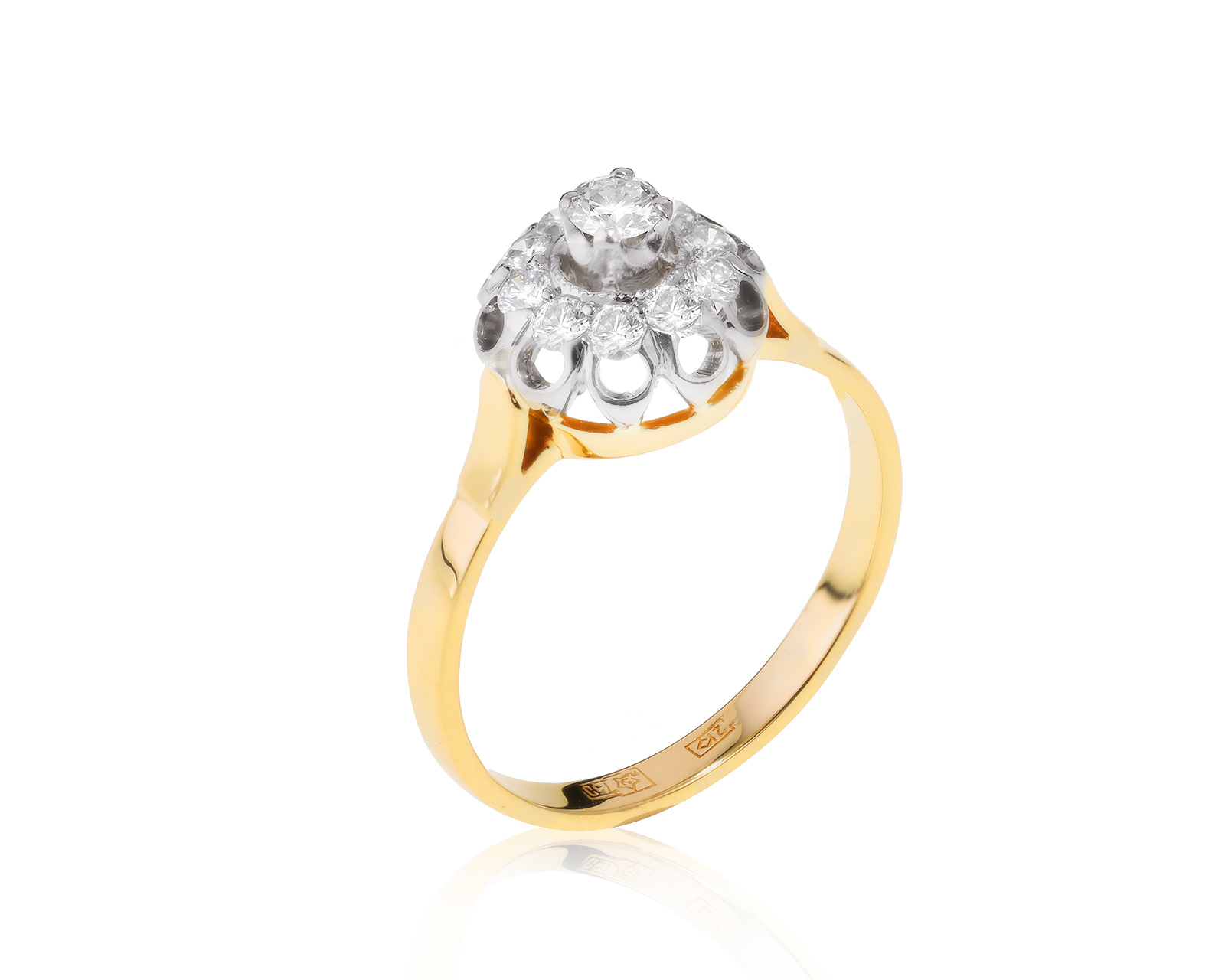 Праздничное золотое кольцо с бриллиантами 0.45ct СССР