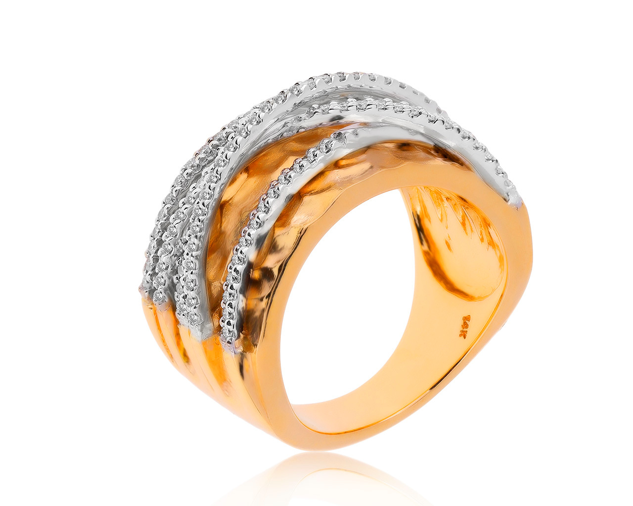 Праздничное золотое кольцо с бриллиантами 0.35ct