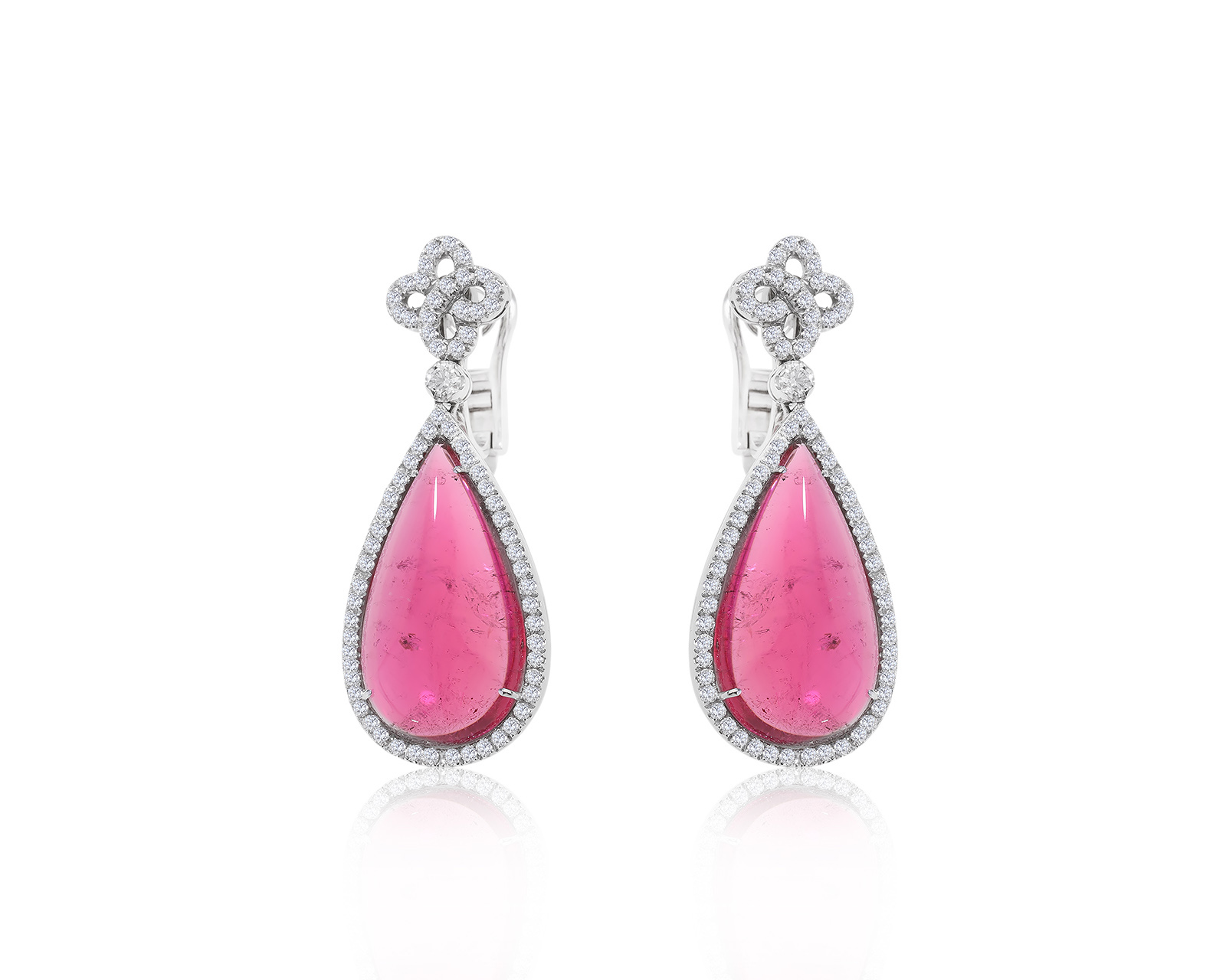 Оригинальные золотые серьги с рубелитами 26.77ct Cluev