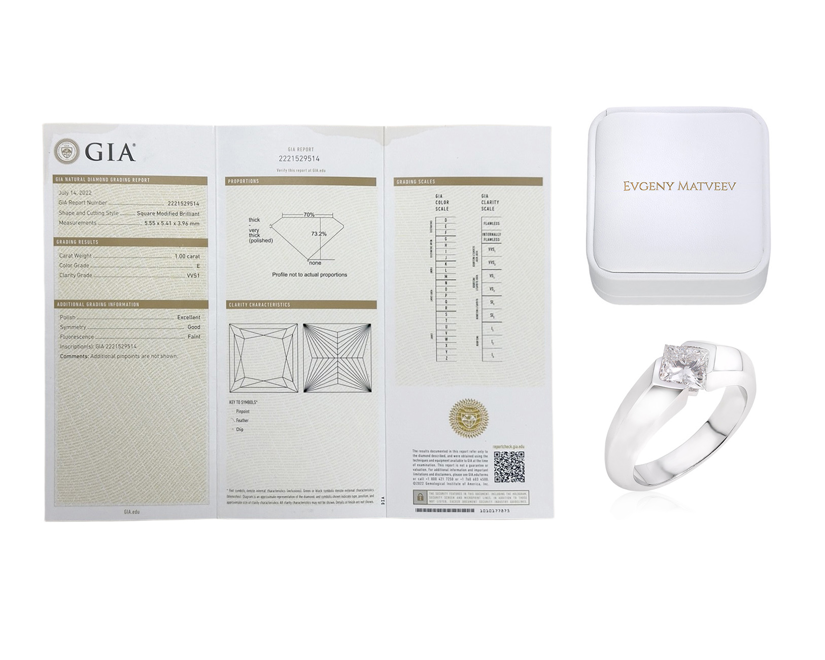 Золотое кольцо с бриллиантом 1.00ct Evgeny Matveev