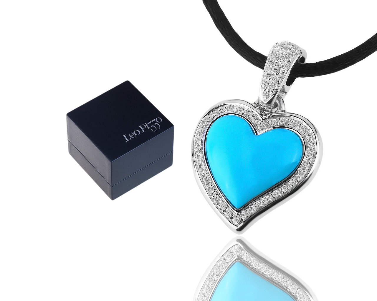 Оригинальная золотая подвеска с бирюзой и бриллиантами 0.27ct Leo Pizzo