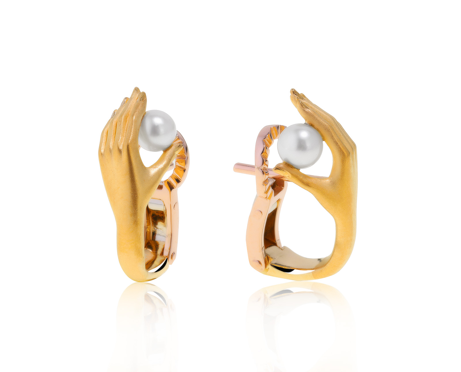 Оригинальные золотые серьги с жемчугом 4.50 мм Carrera y Carrera Las Manos 240821/8