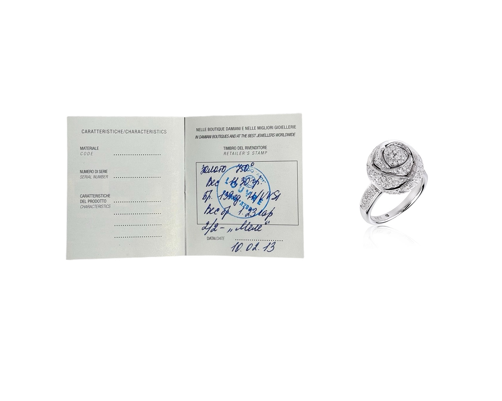 Оригинальное золотое кольцо с бриллиантами 1.23ct Damiani Bocciolo
