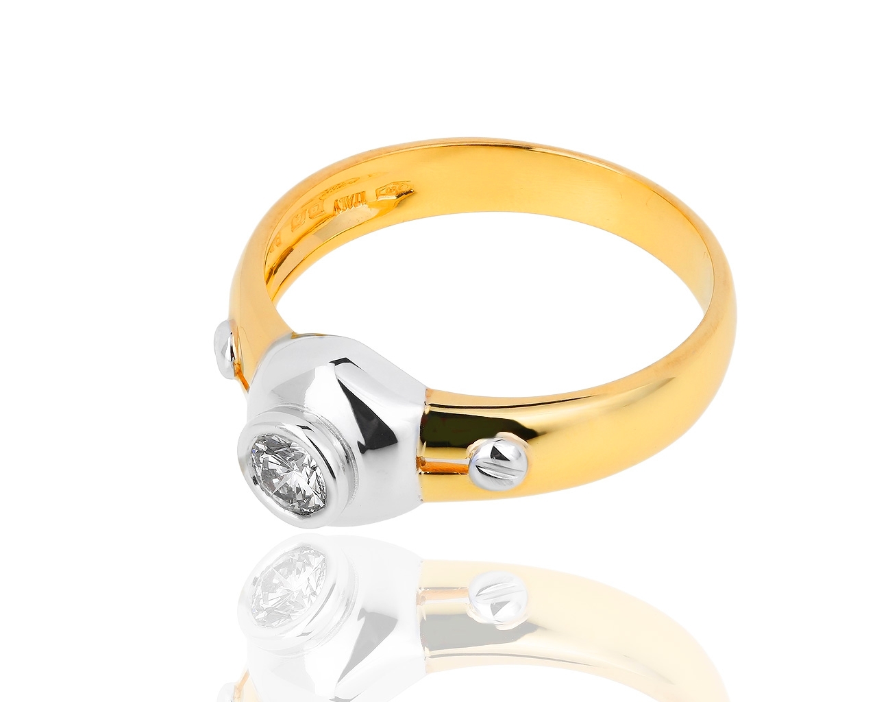 Итальянское золотое кольцо с бриллиантом 0.32ct Brev