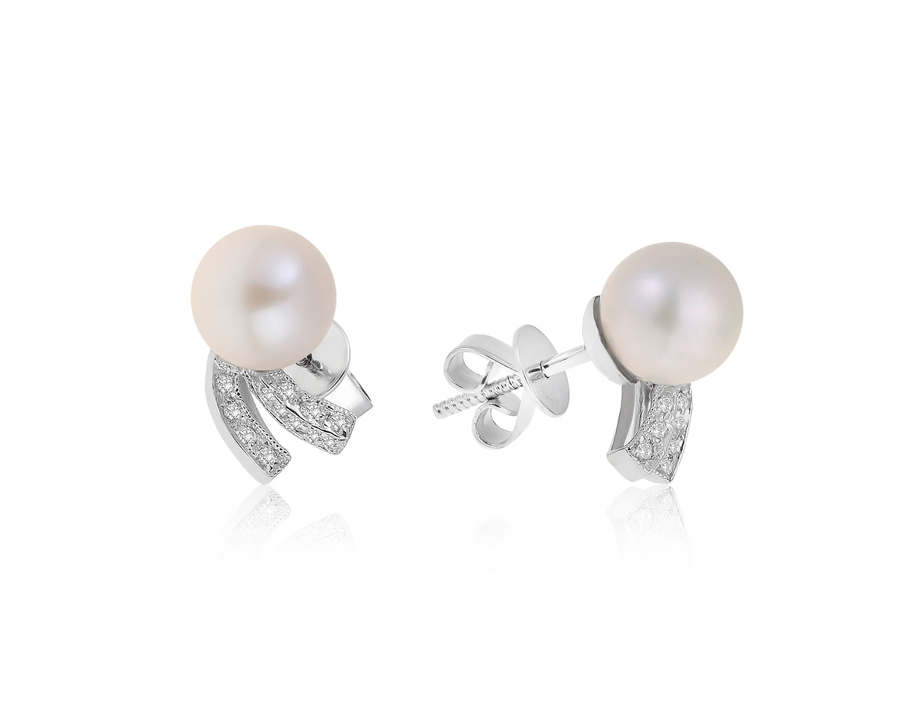 Богатые золотые серьги с жемчугом 8 мм 090621/1