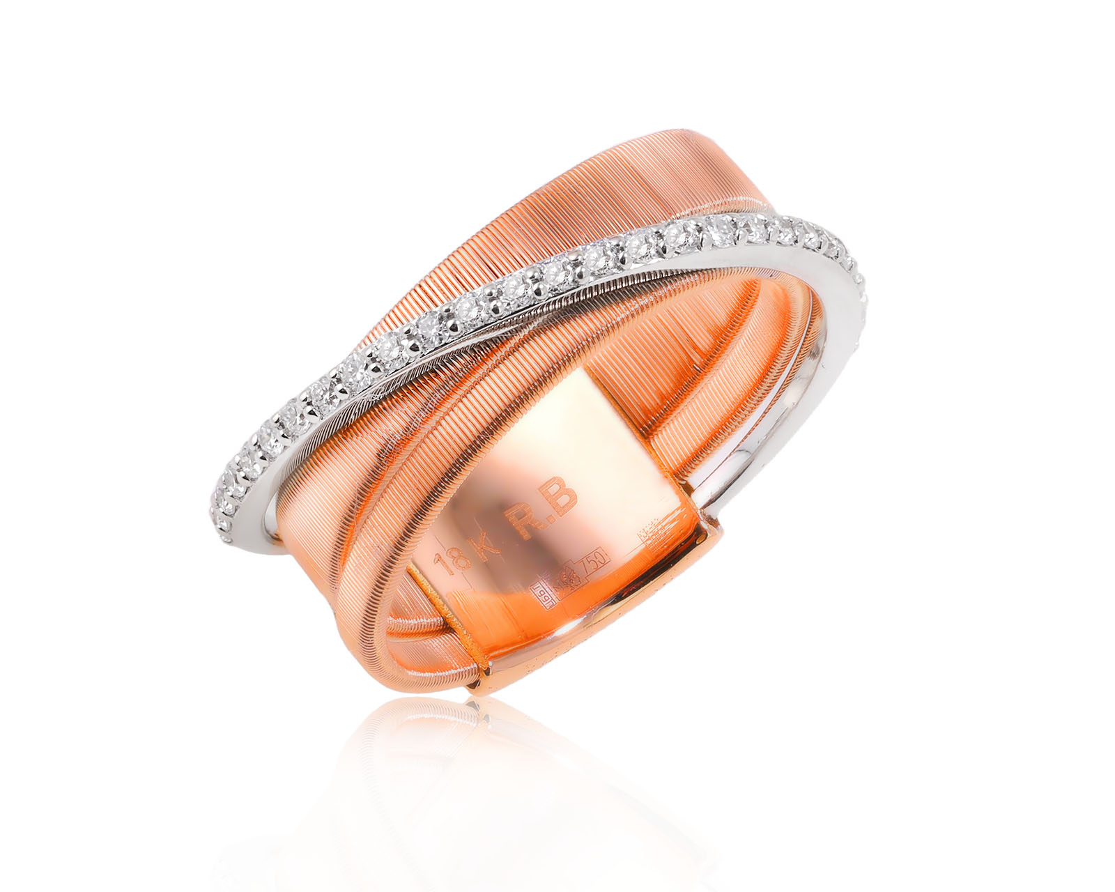 Оригинальное золотое кольцо с бриллиантами 0.22ct Roberto Bravo 180725/2