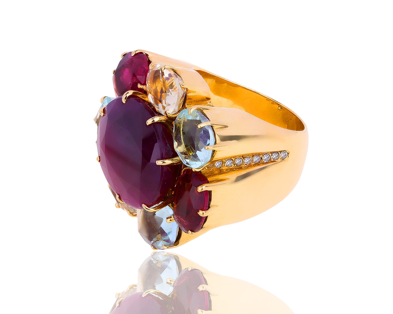 Волшебное золотое кольцо с рубином 12.66ct H.Stern