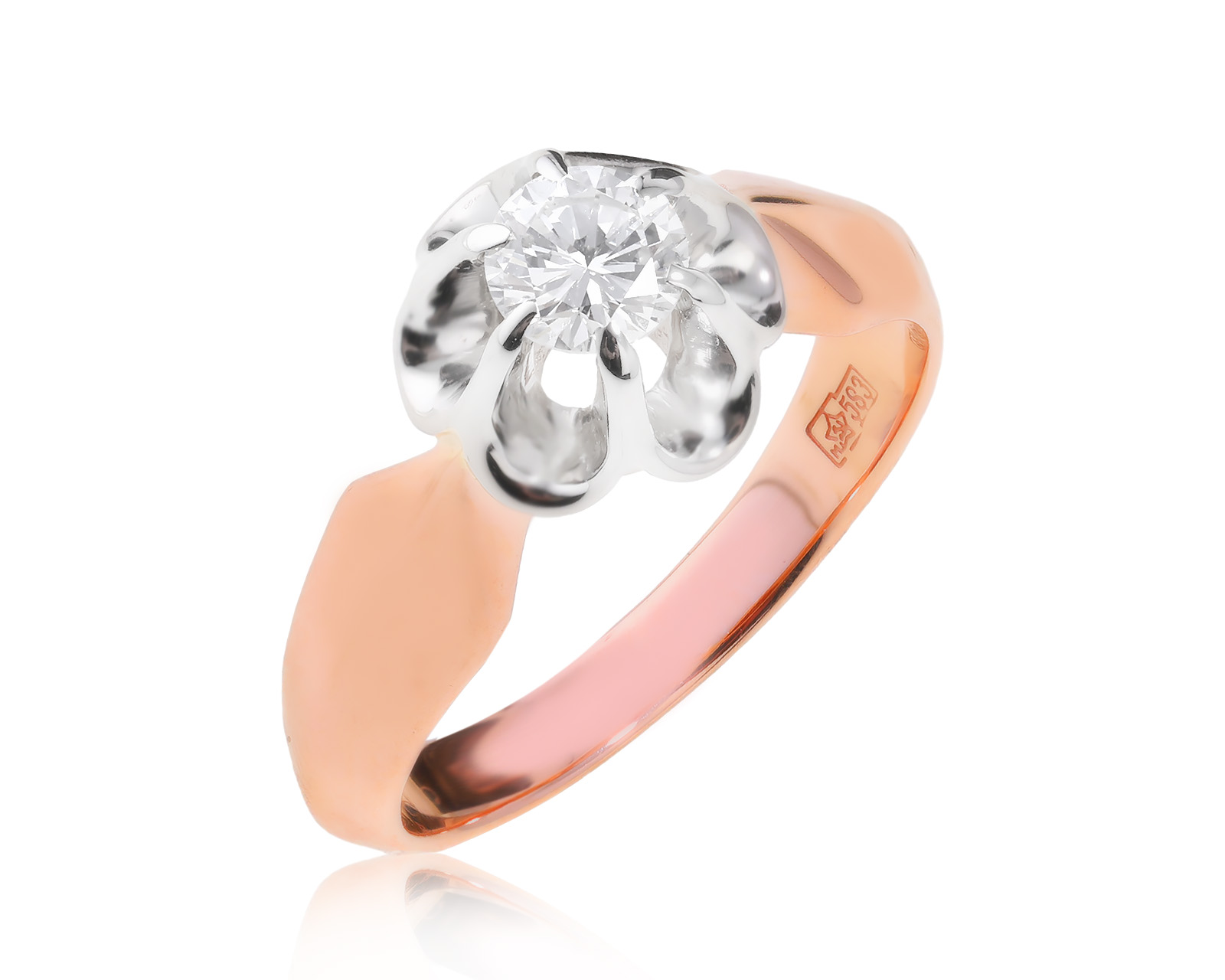 Золотое кольцо с бриллиантом 0.44ct СССР 180124/3