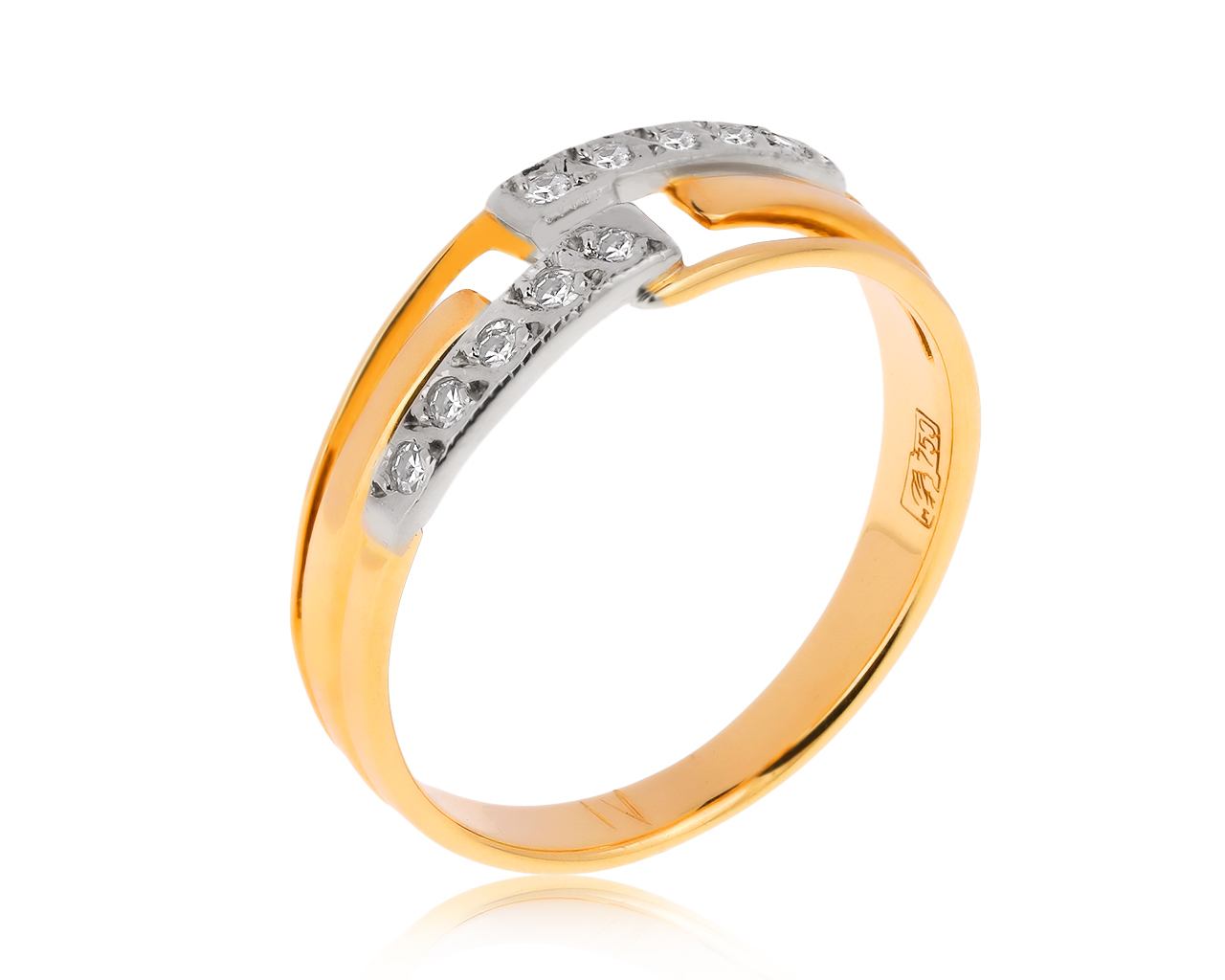 Прекрасное золотое кольцо с бриллиантами 0.06ct