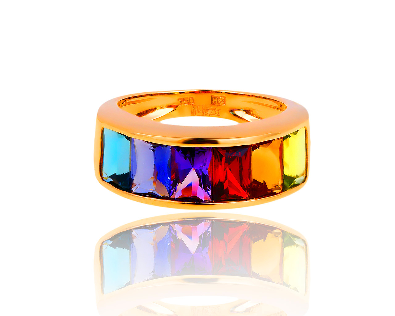 Оригинальное золотое кольцо с цветными камнями H.Stern 190619/3