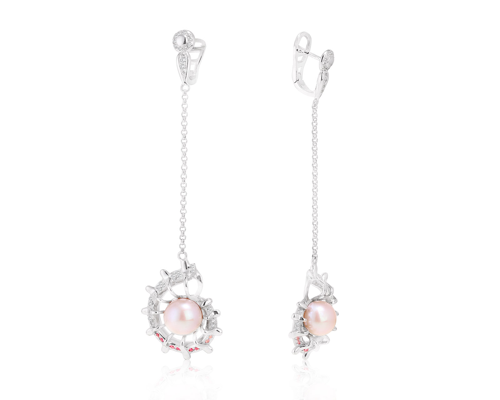 Роскошные золотые серьги с жемчугом 8.80 мм 301221/8