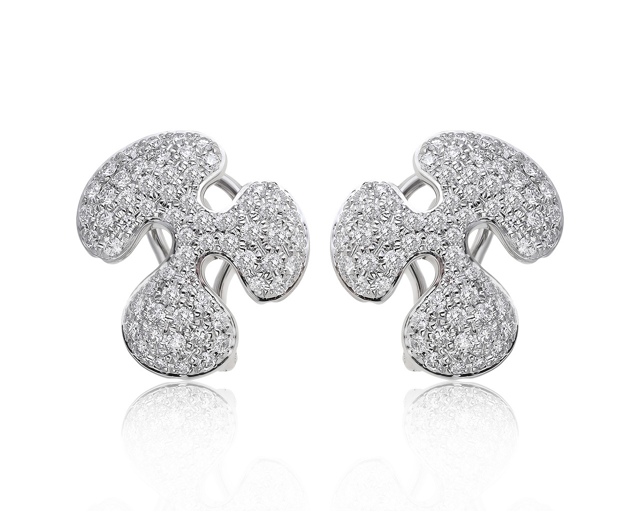 Прелестные золотые серьги с бриллиантами 1.40ct