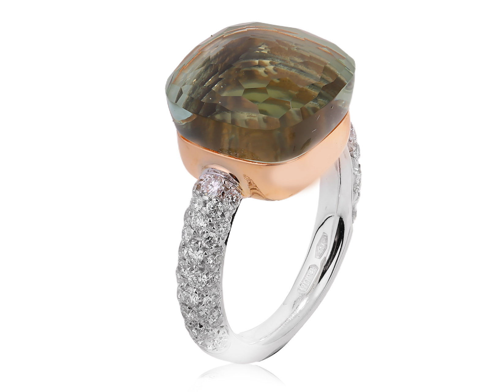 Оригинальное золотое кольцо с празиолитом 7.00ct Pomellato Nudo Classic