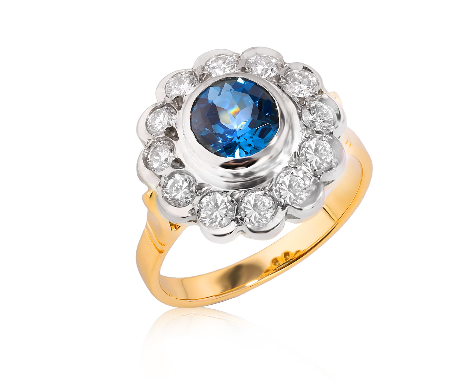 Золотое кольцо с топазом 1.85ct и бриллиантами 0.96ct СССР 160426/1