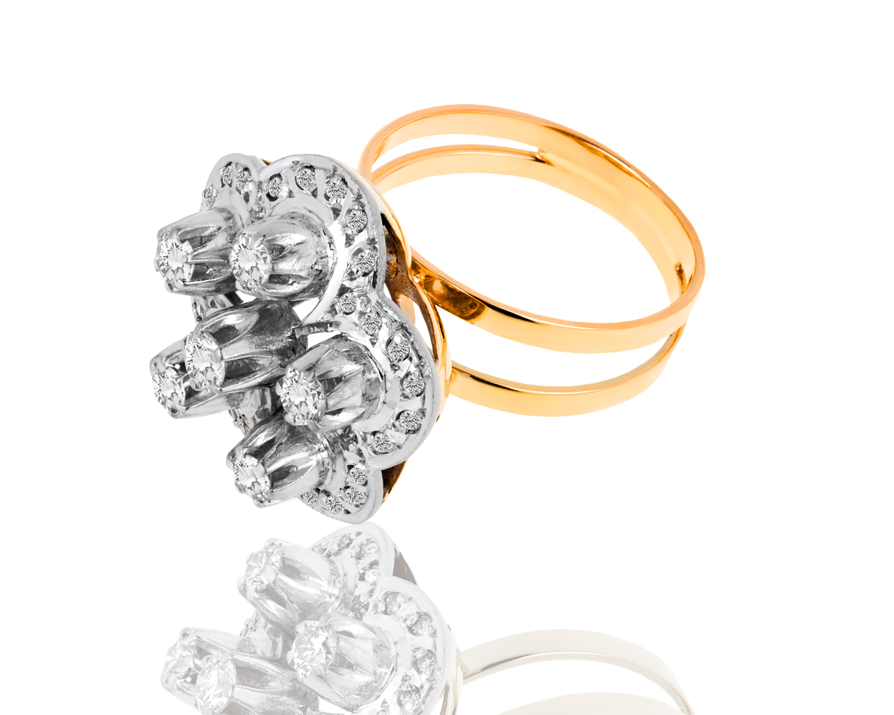 Классическое золотое кольцо с бриллиантами 0.86ct 290319/3