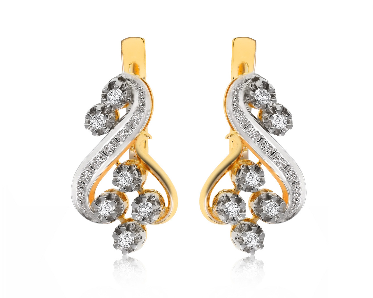 Нарядные золотые серьги с бриллиантами 0.33ct 270121/5