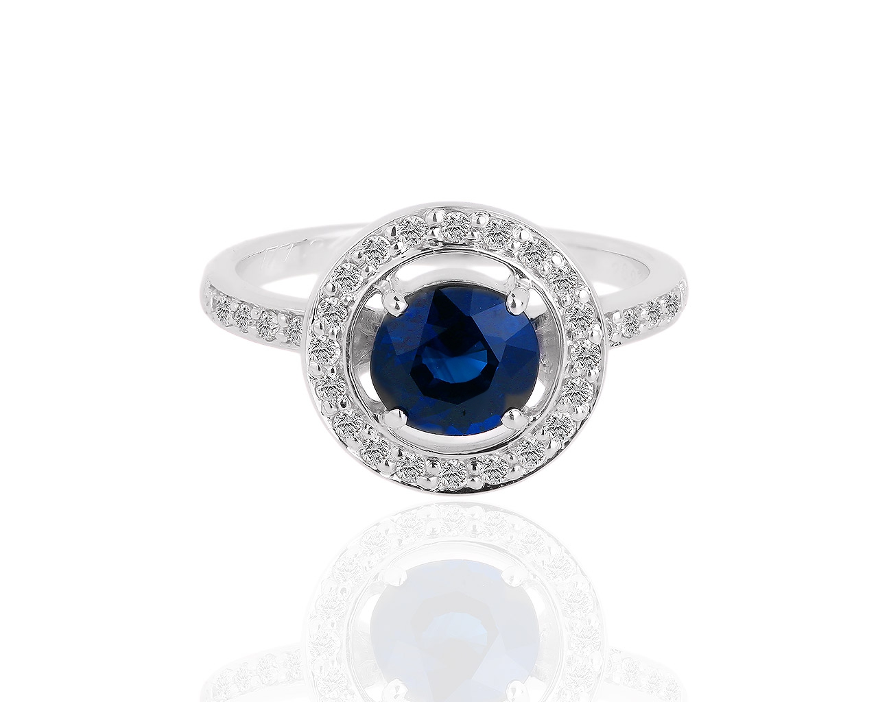 Золотое кольцо с бриллиантами 0.20ct и сапфиром 1.42ct 070918/1