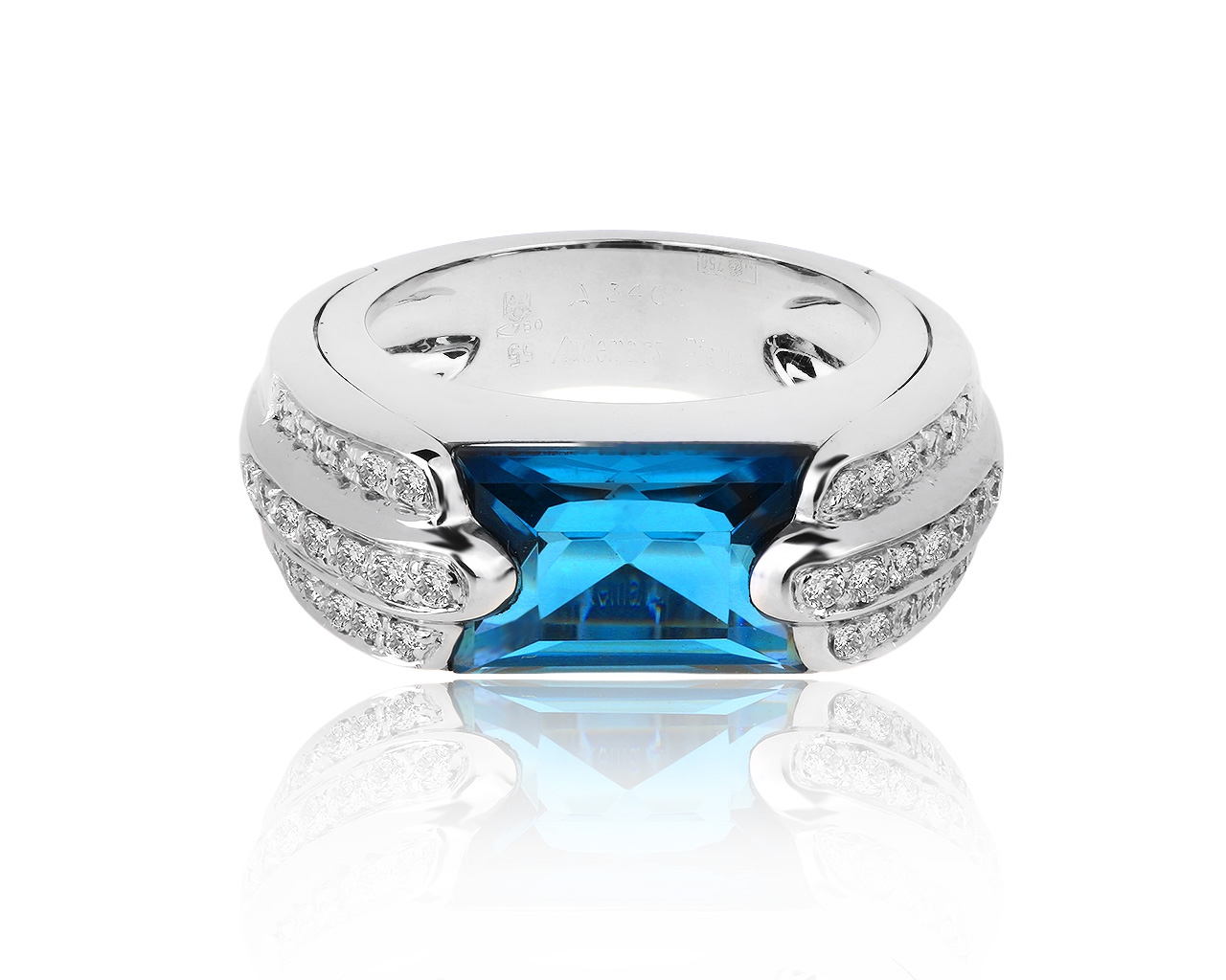 Оригинальное золотое кольцо с топазом и бриллиантами 0.51ct Audemars Piguet 080519/2