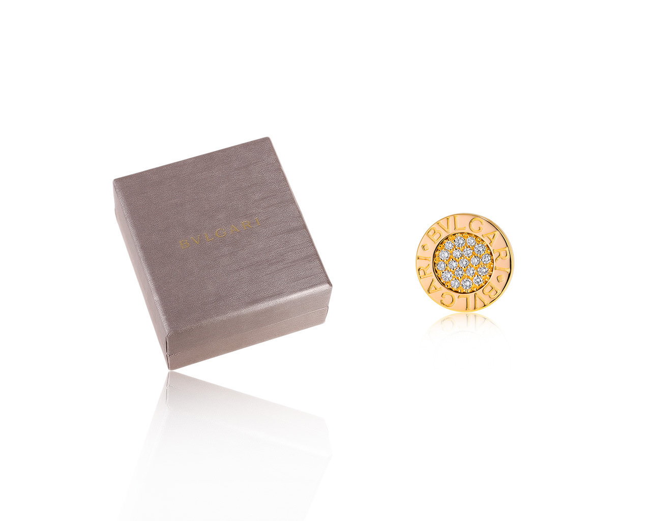 Оригинальная золотая серьга с бриллиантами 0.09ct Bvlgari Bvlgari