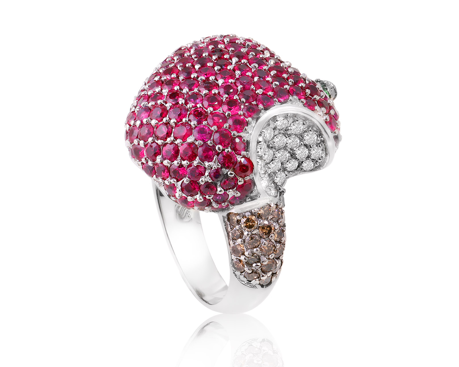 Золотое кольцо с рубинами 4.90ct и тсаворитами 0.14ct 190224/4