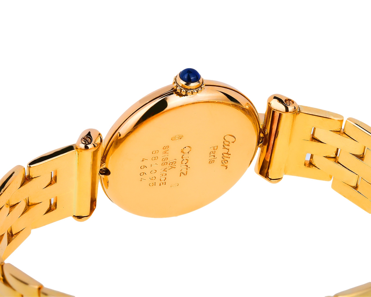 Прекрасные золотые часы с сапфиром 0.10ct Cartier Colisee 