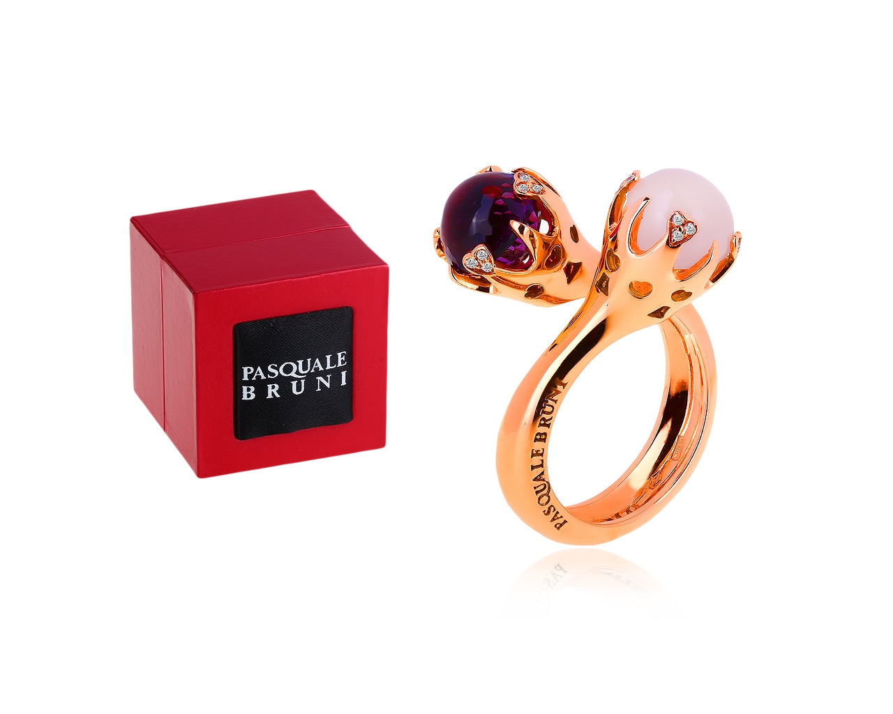 Золотое кольцо с бриллиантами и аметистом Pasquale Bruni lo Amo