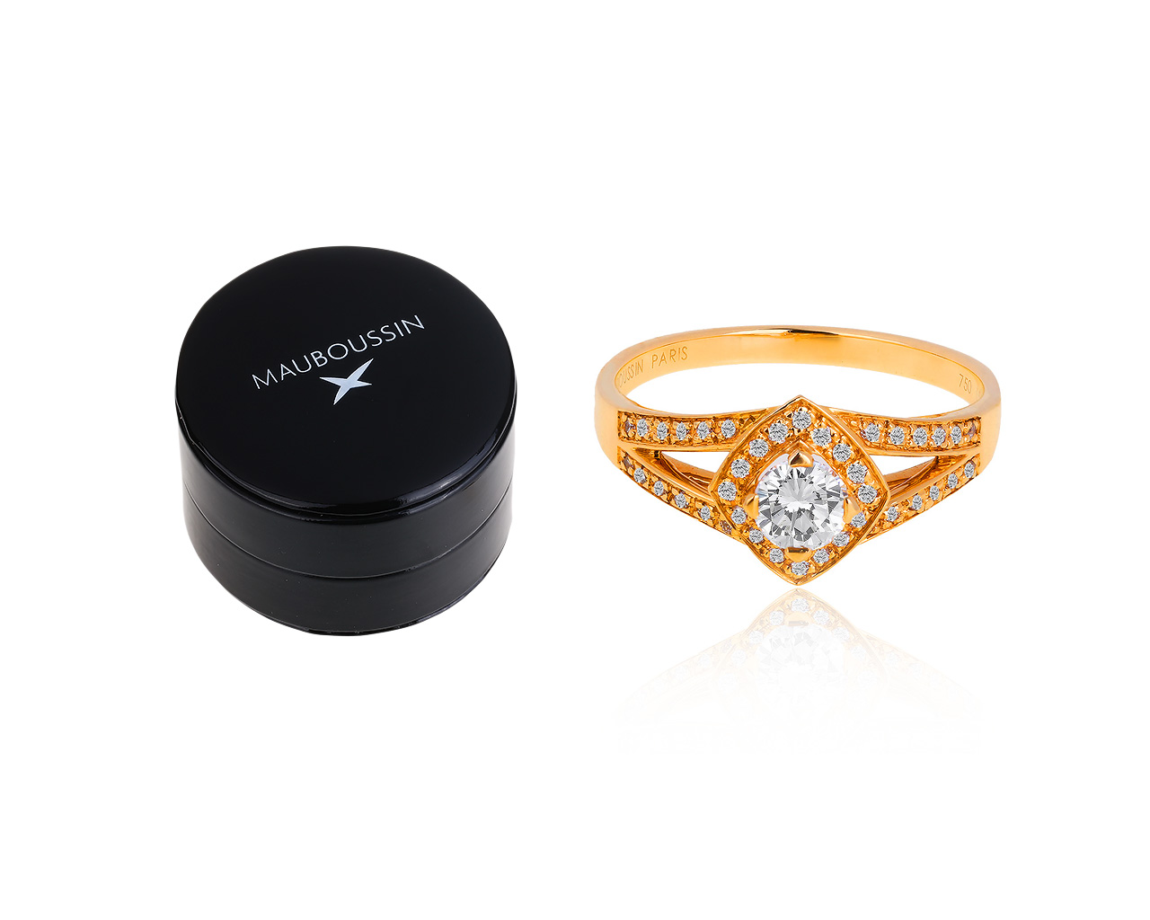 Оригинальное золотое кольцо с бриллиантами 0.42ct Mauboussin