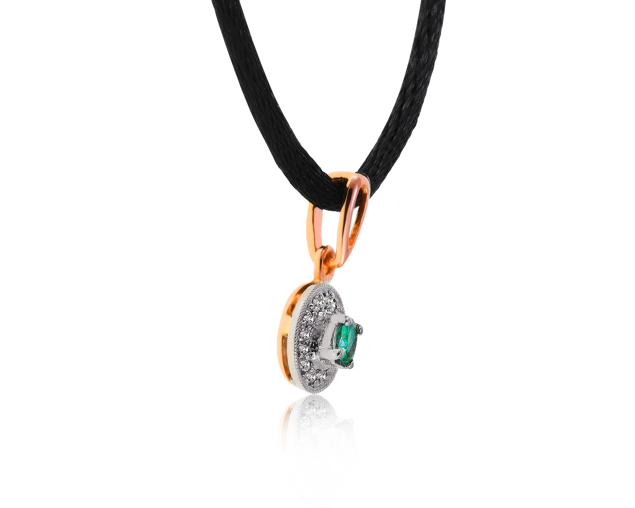 Эстетичный золотой кулон с изумрудом 0.11ct