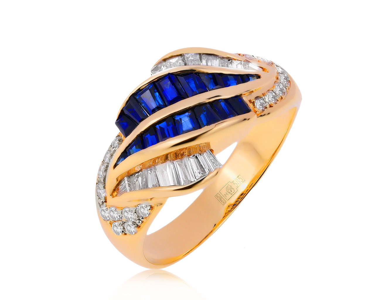 Прелестное золотое кольцо с бриллиантами 1.00ct