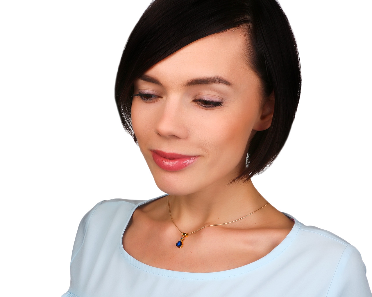 Золотой кулон с бриллиантом и сапфиром 1.50ct