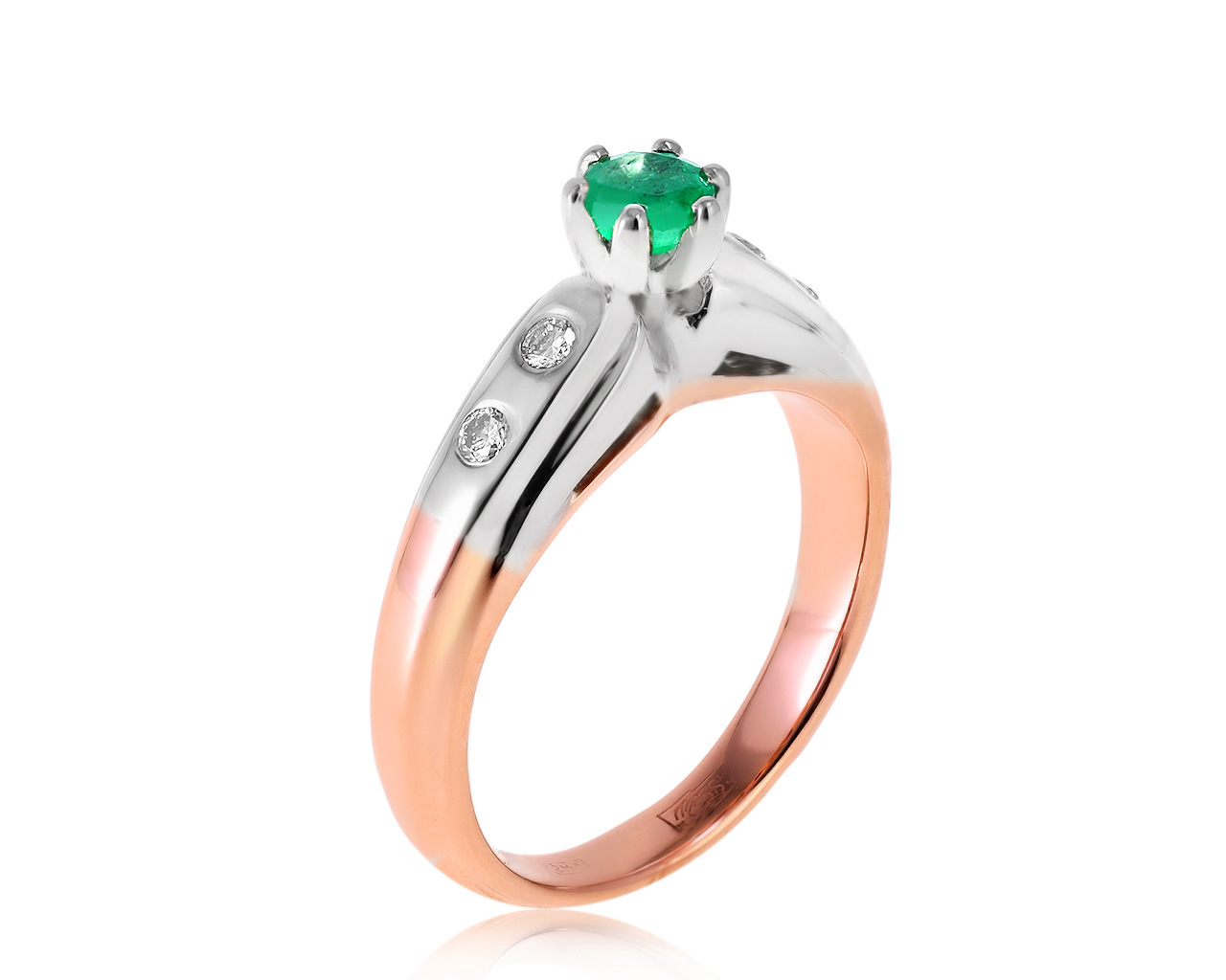 Нарядное золотое кольцо с изумрудом 0.25ct 031220/2