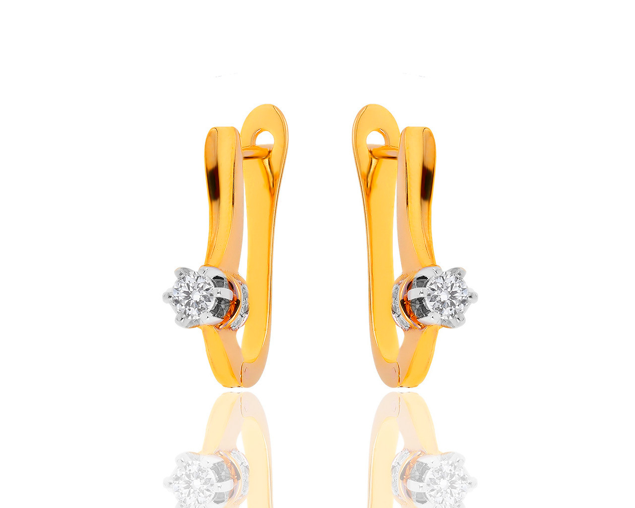 Классические золотые серьги с бриллиантами 0.50ct 140219/2