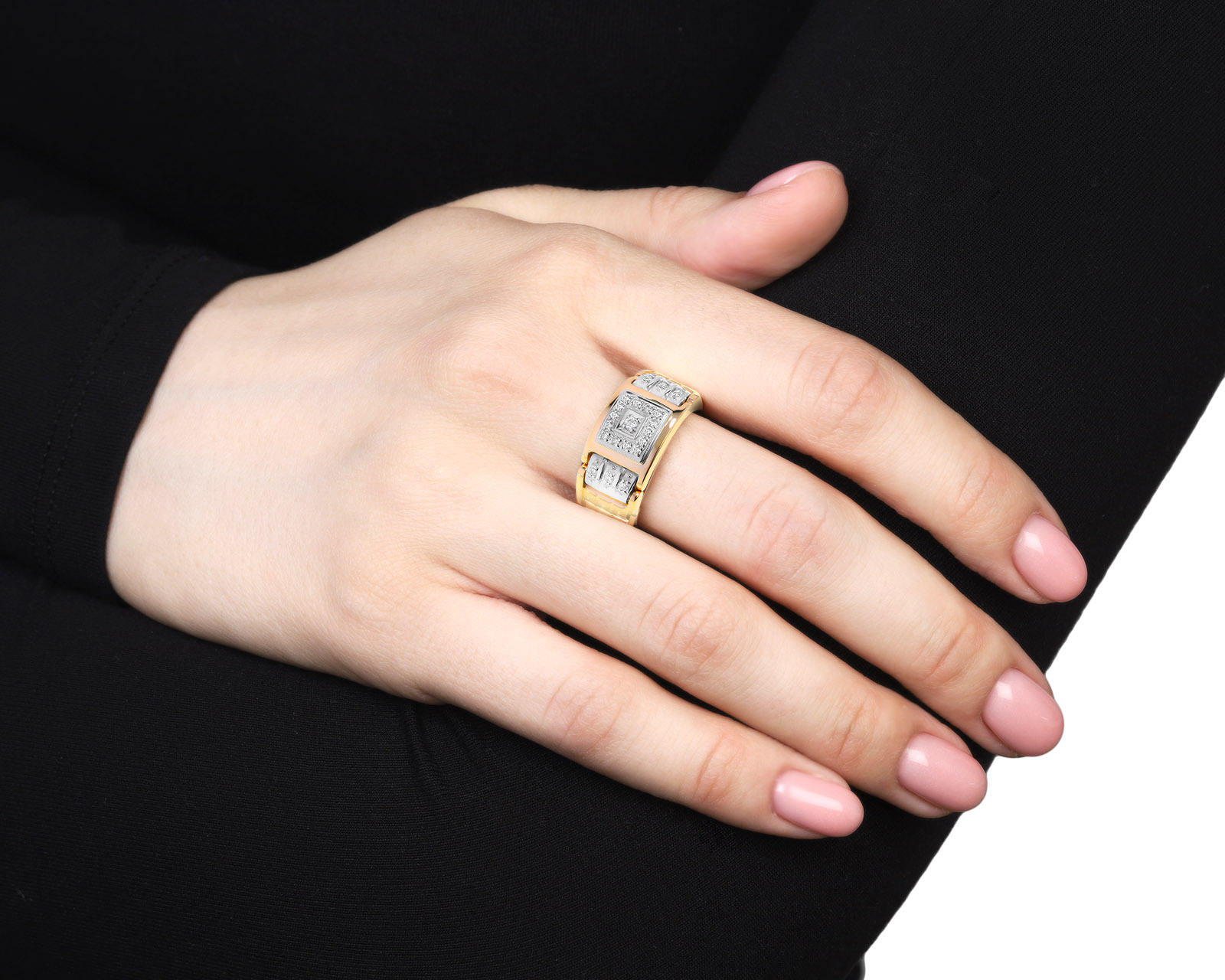 Солидное золотое кольцо с бриллиантами 0.27ct